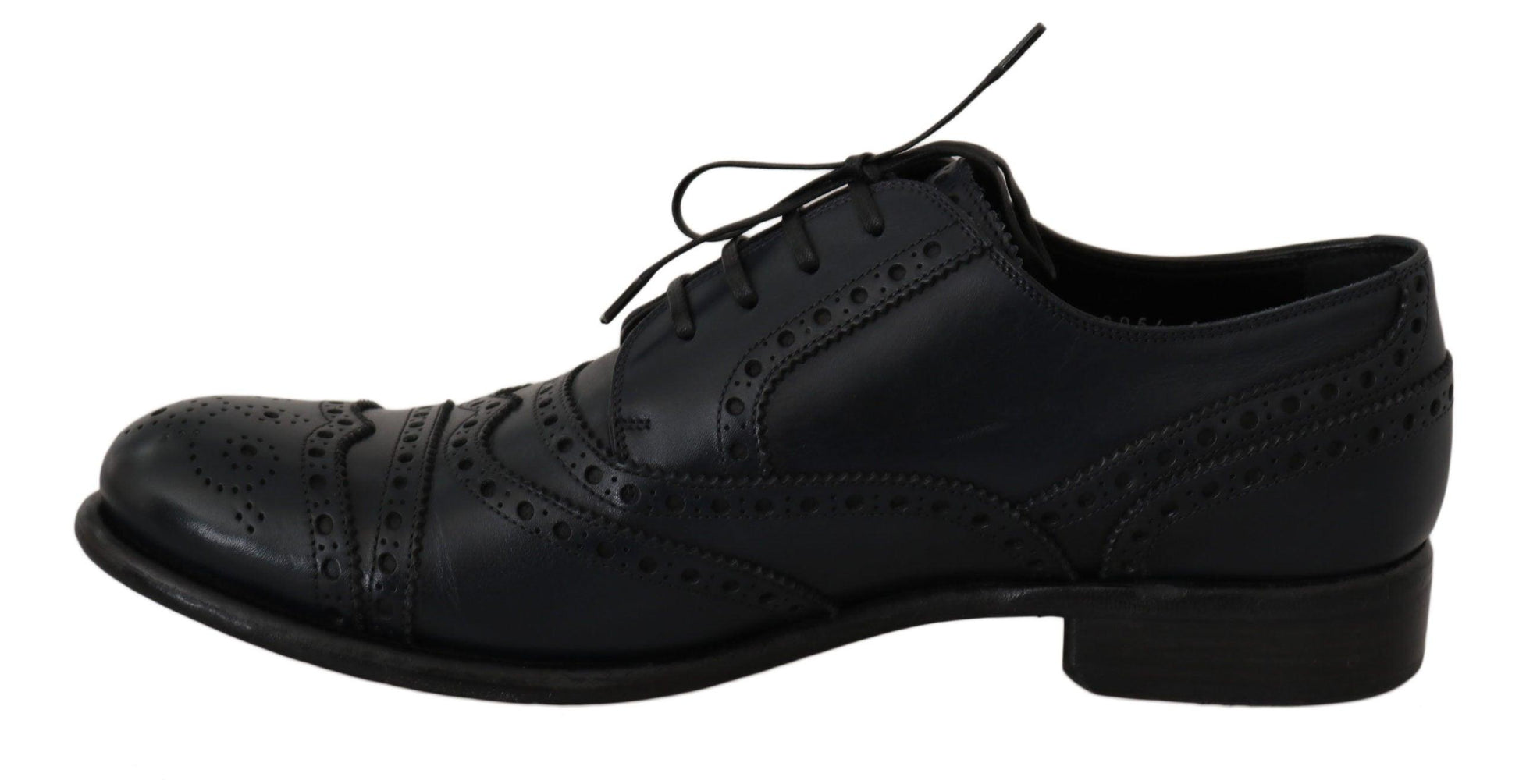 Dolce & Gabbana Elegant Blue Leather Wingtip Derby Shoes - Arichezz.store