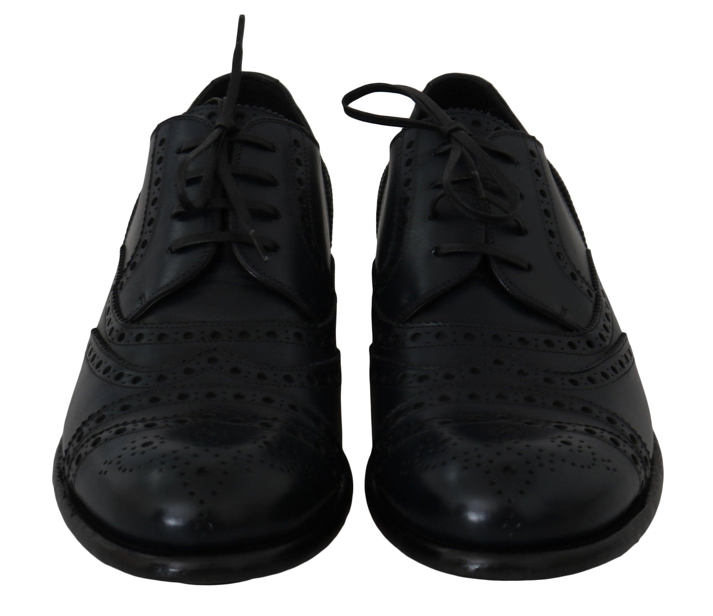 Dolce & Gabbana Elegant Blue Leather Wingtip Derby Shoes - Arichezz.store