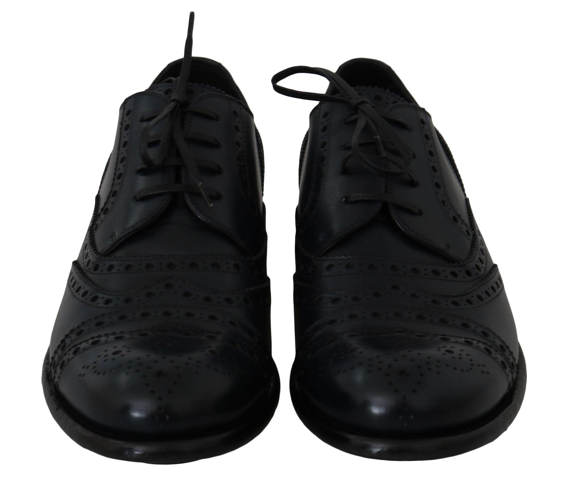 Dolce & Gabbana Elegant Blue Leather Wingtip Derby Shoes - Arichezz.store