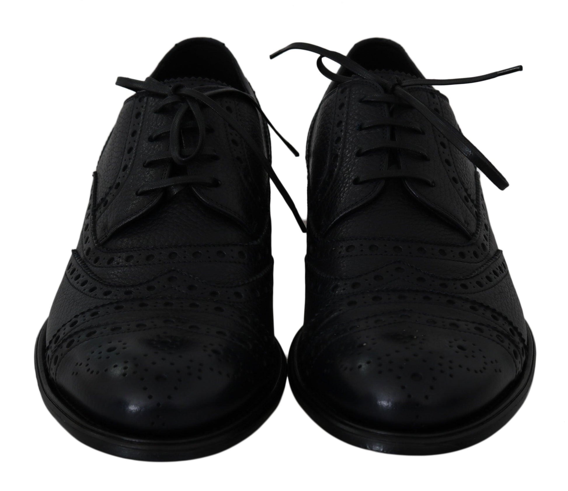 Dolce & Gabbana Elegant Dark Blue Wingtip Derby Dress Shoes - Arichezz.store