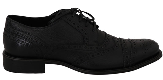 Dolce & Gabbana Elegant Dark Blue Wingtip Derby Dress Shoes - Arichezz.store