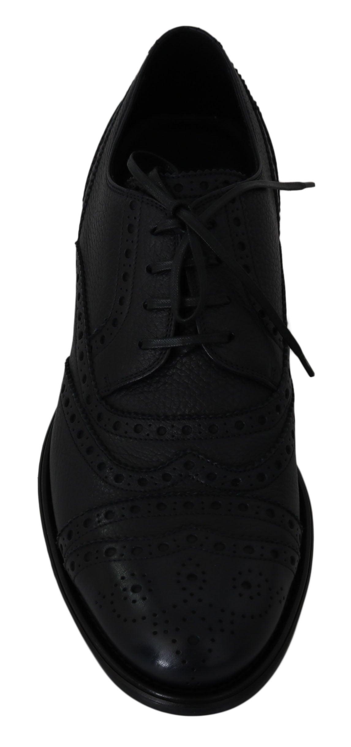 Dolce & Gabbana Elegant Dark Blue Wingtip Derby Dress Shoes - Arichezz.store