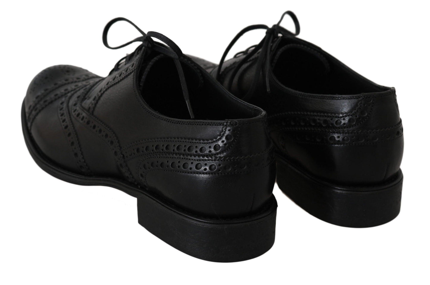 Dolce & Gabbana Elegant Black Leather Derby Wingtip Dress Shoes - Arichezz.store