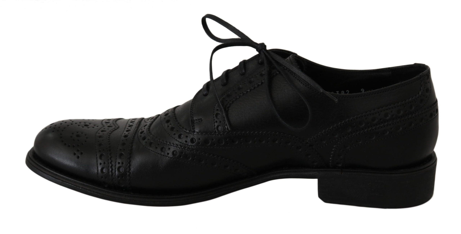 Dolce & Gabbana Elegant Black Leather Derby Wingtip Dress Shoes - Arichezz.store