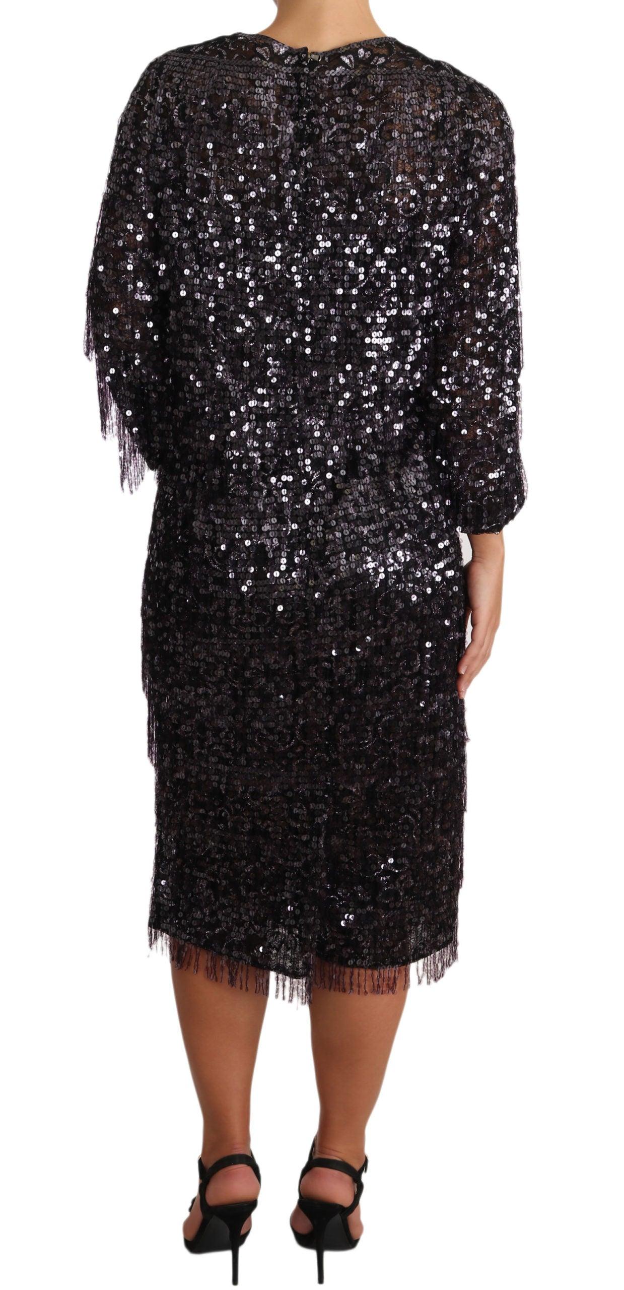 Dolce & Gabbana Sequined Shift Midi Dress – Timeless Elegance - Arichezz.store