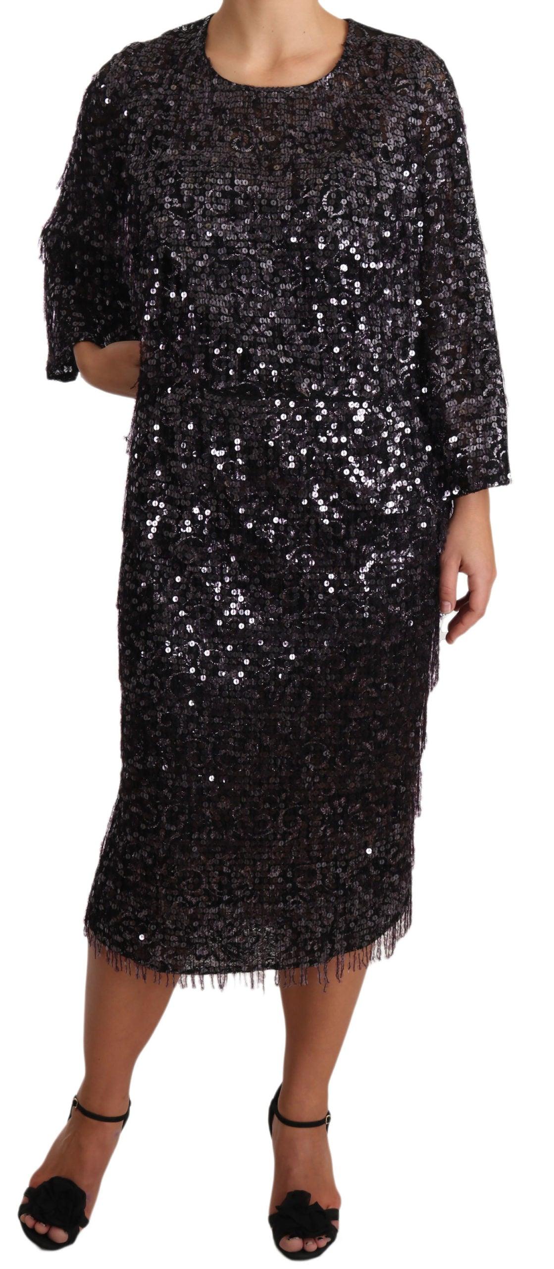 Dolce & Gabbana Sequined Shift Midi Dress – Timeless Elegance - Arichezz.store