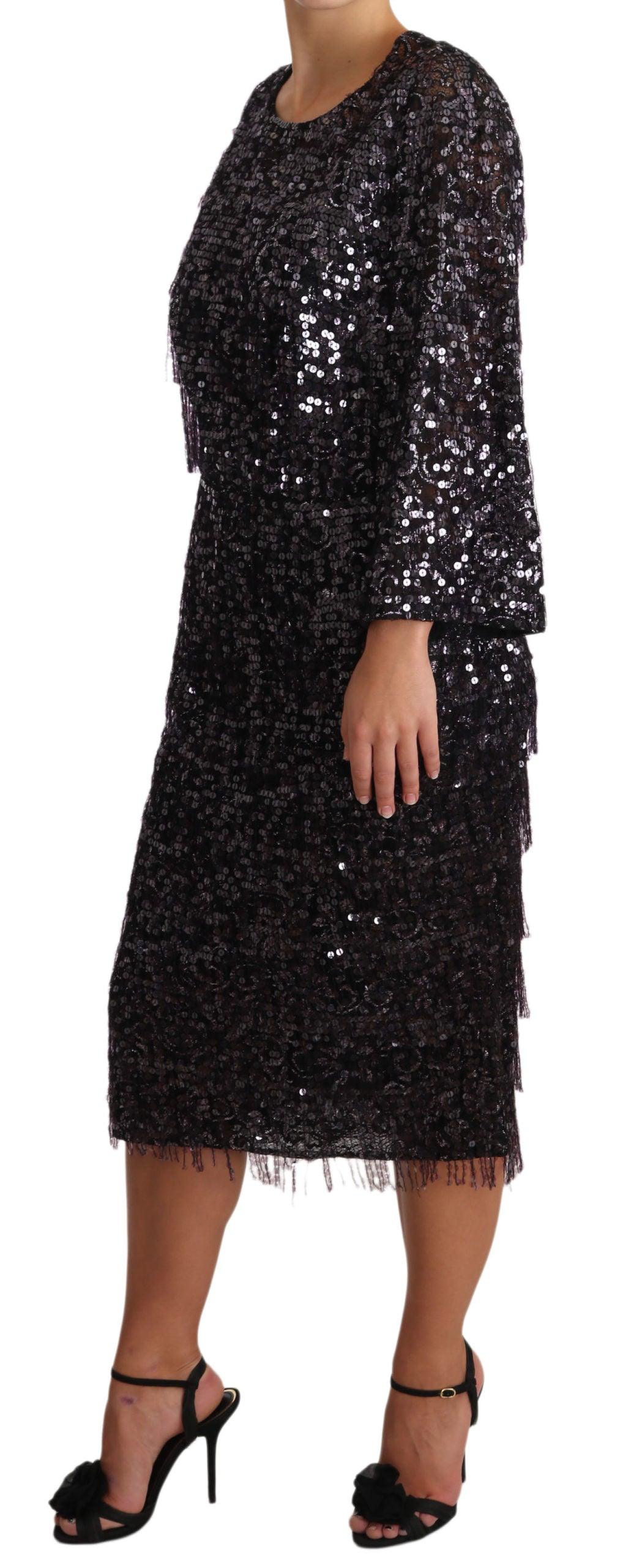 Dolce & Gabbana Sequined Shift Midi Dress – Timeless Elegance - Arichezz.store