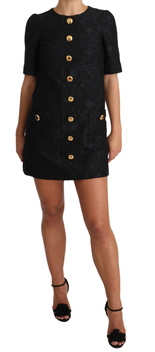 Dolce & Gabbana Elegant Black Button Embellished Mini Dress - Arichezz.store