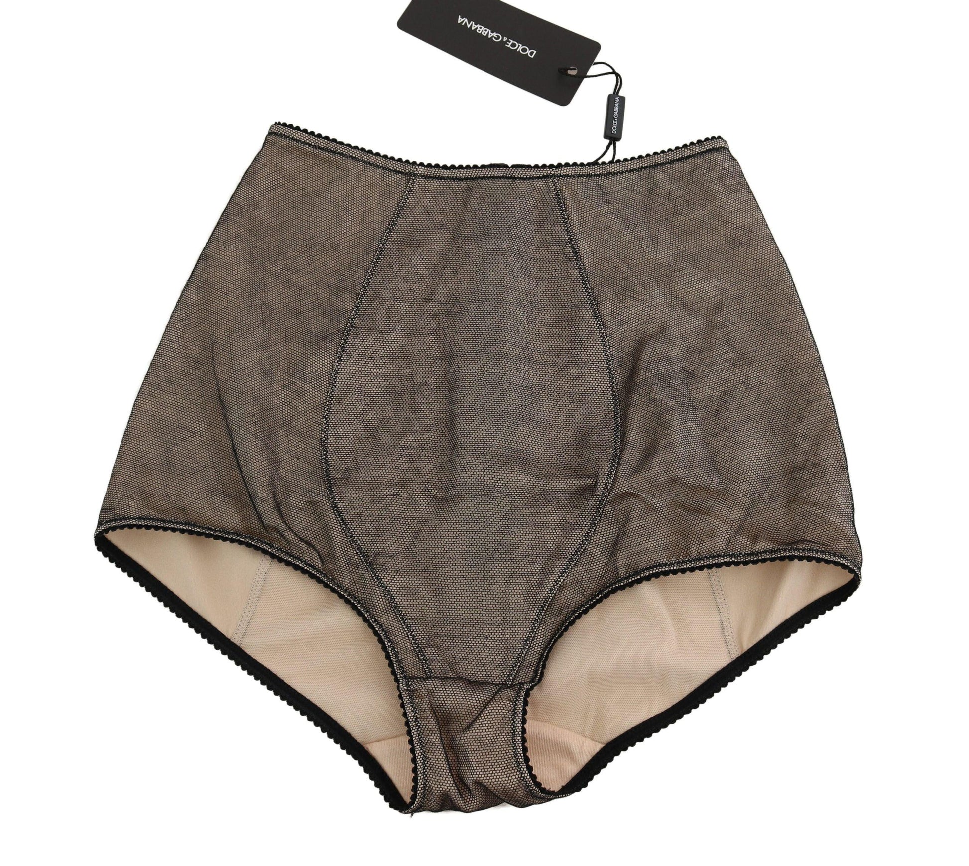 Dolce & Gabbana Beige Black Net Cotton Blend Chic Underwear - Arichezz.store