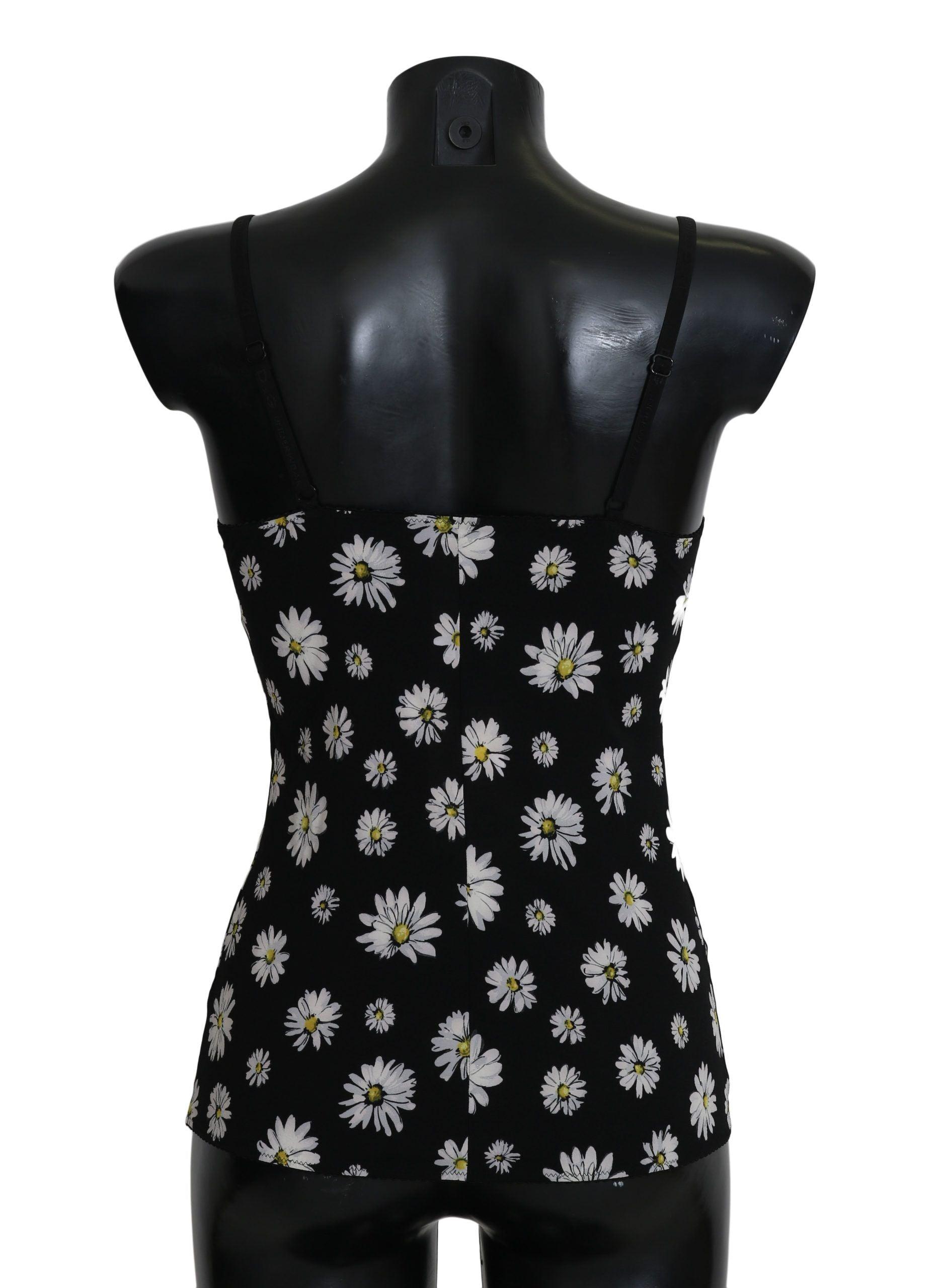 Dolce & Gabbana Elegant Black Daisy Floral Lace Chemise Dress - Arichezz.store