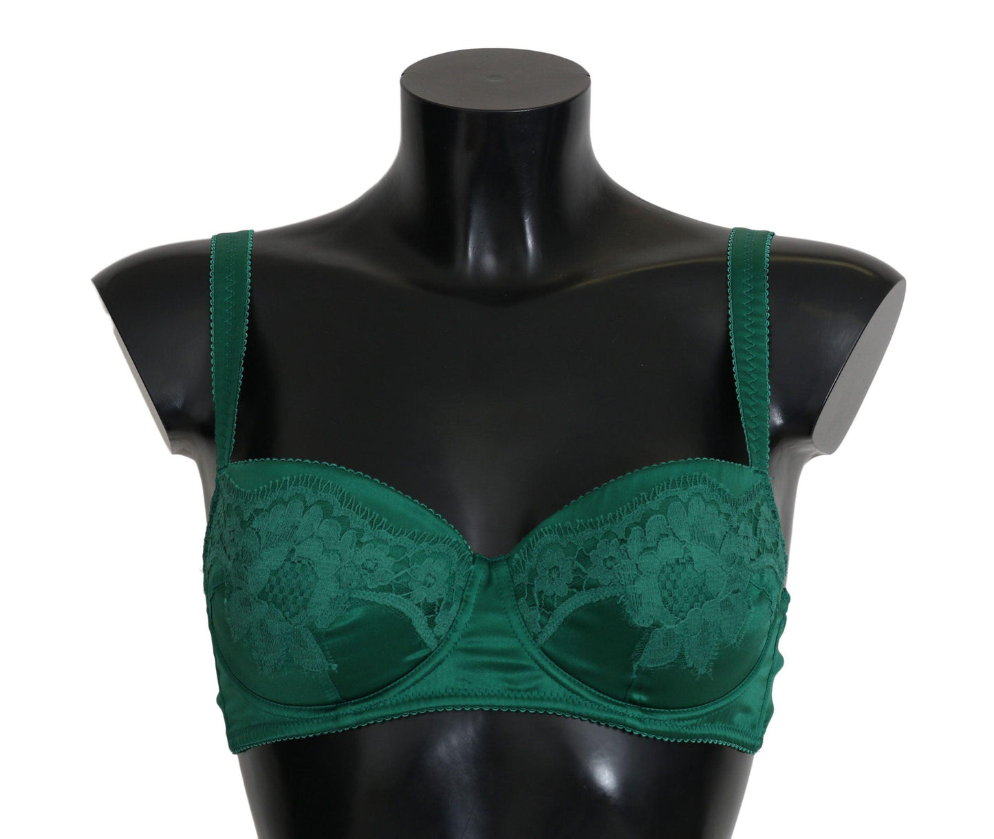 Dolce & Gabbana Enchanting Green Floral Lace Silk Bra - Arichezz.store