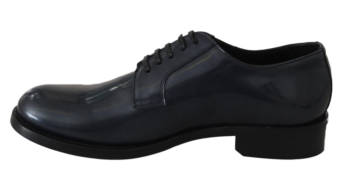 Dolce & Gabbana Elegant Blue Leather Derby Dress Shoes - Arichezz.store