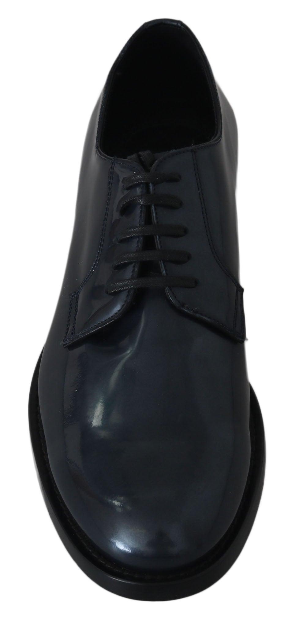 Dolce & Gabbana Elegant Blue Leather Derby Dress Shoes - Arichezz.store