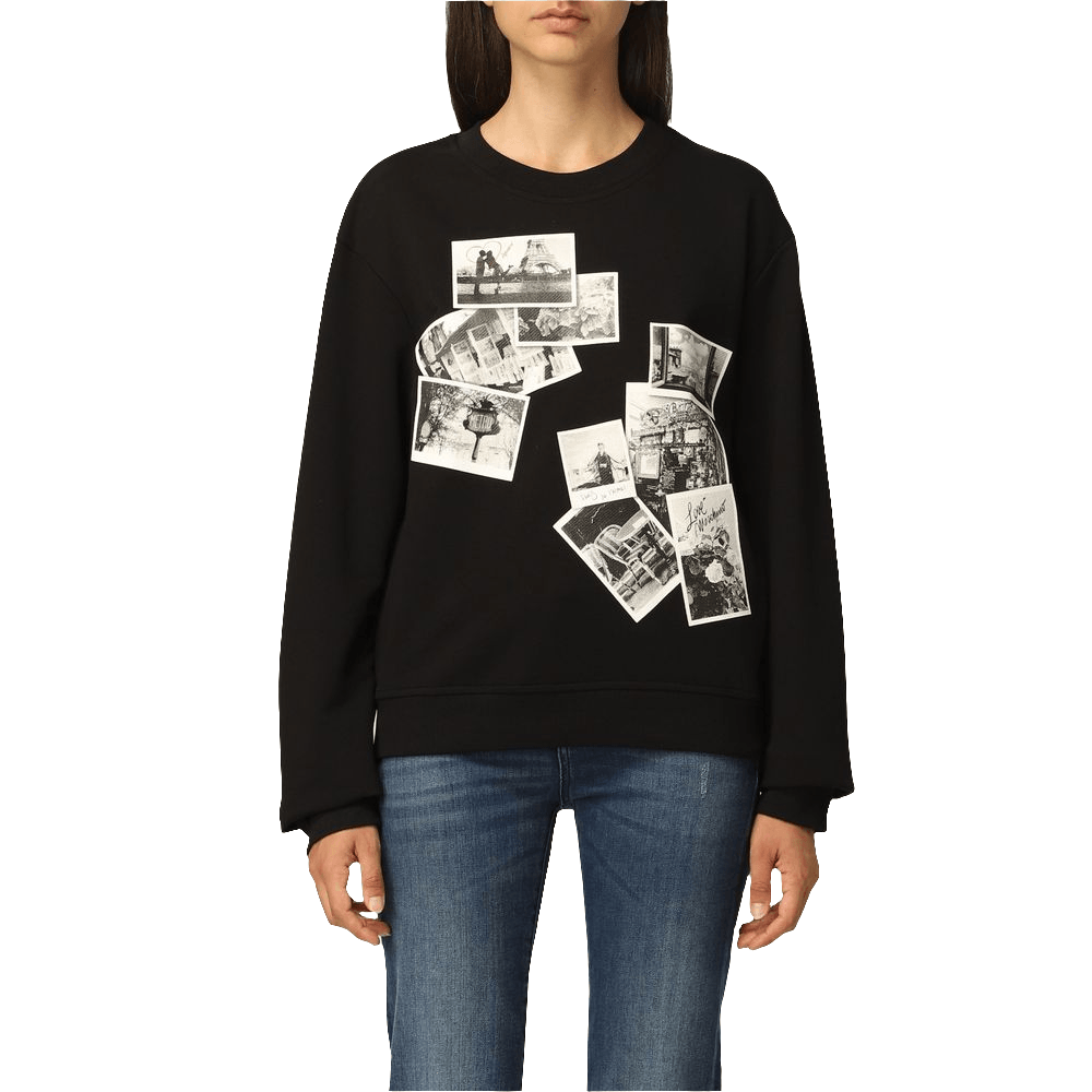 Love Moschino Chic Black Sweatshirt with Designer Emblem - Arichezz.store