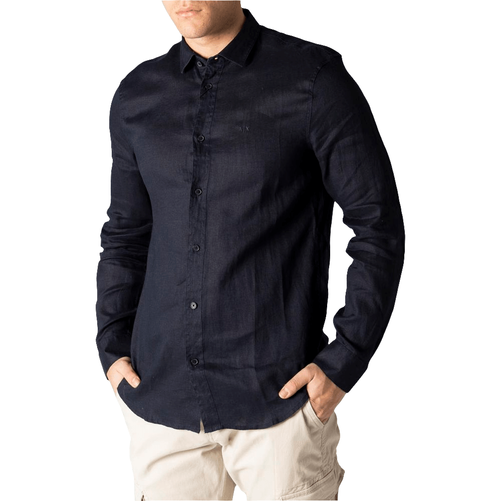 Armani Exchange Blue Linen Shirt - Arichezz.store