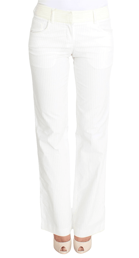 Ermanno Scervino Chic White Striped Straight Fit Pants