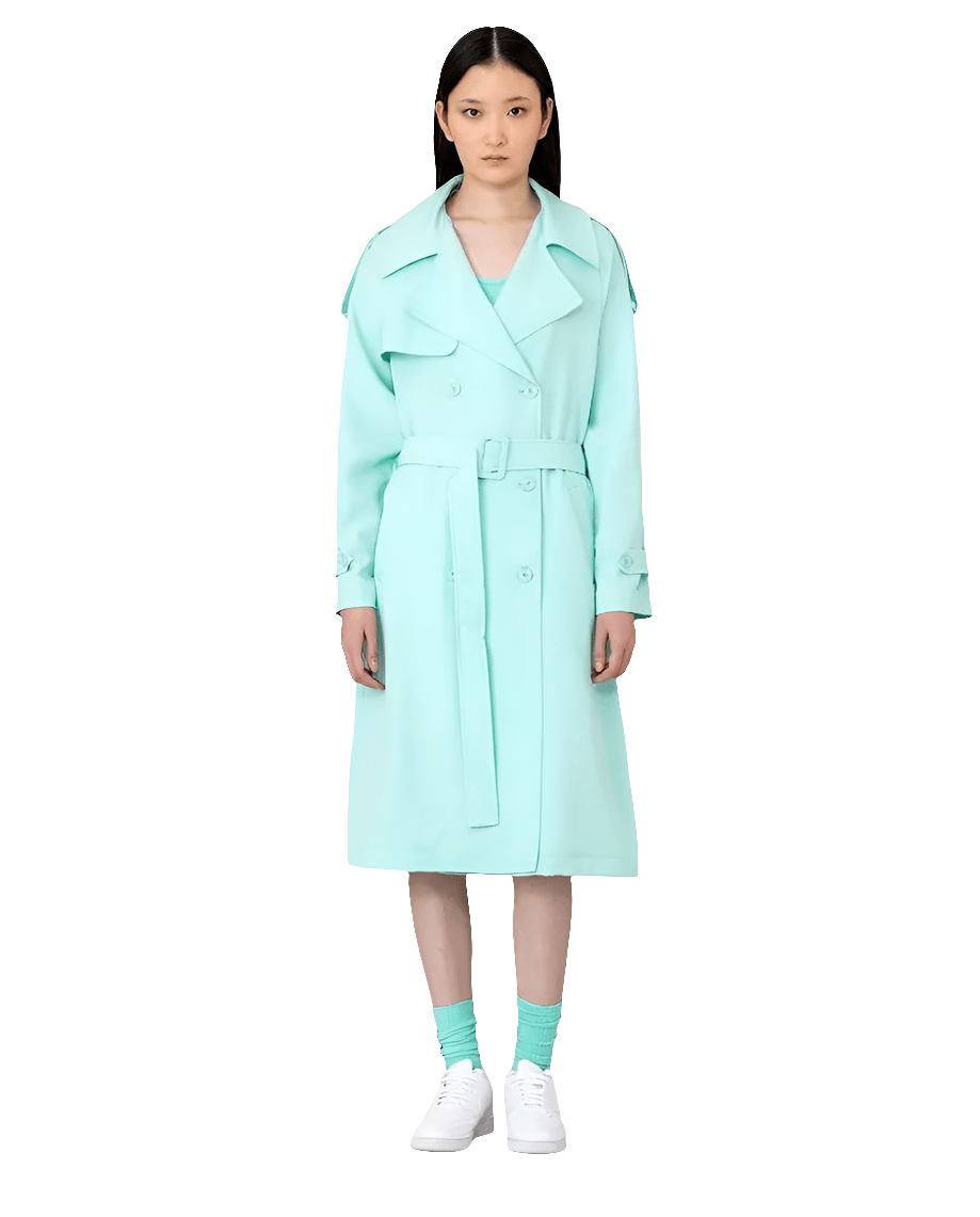 Hinnominate Elegant Light Blue Double-Breasted Trench Coat