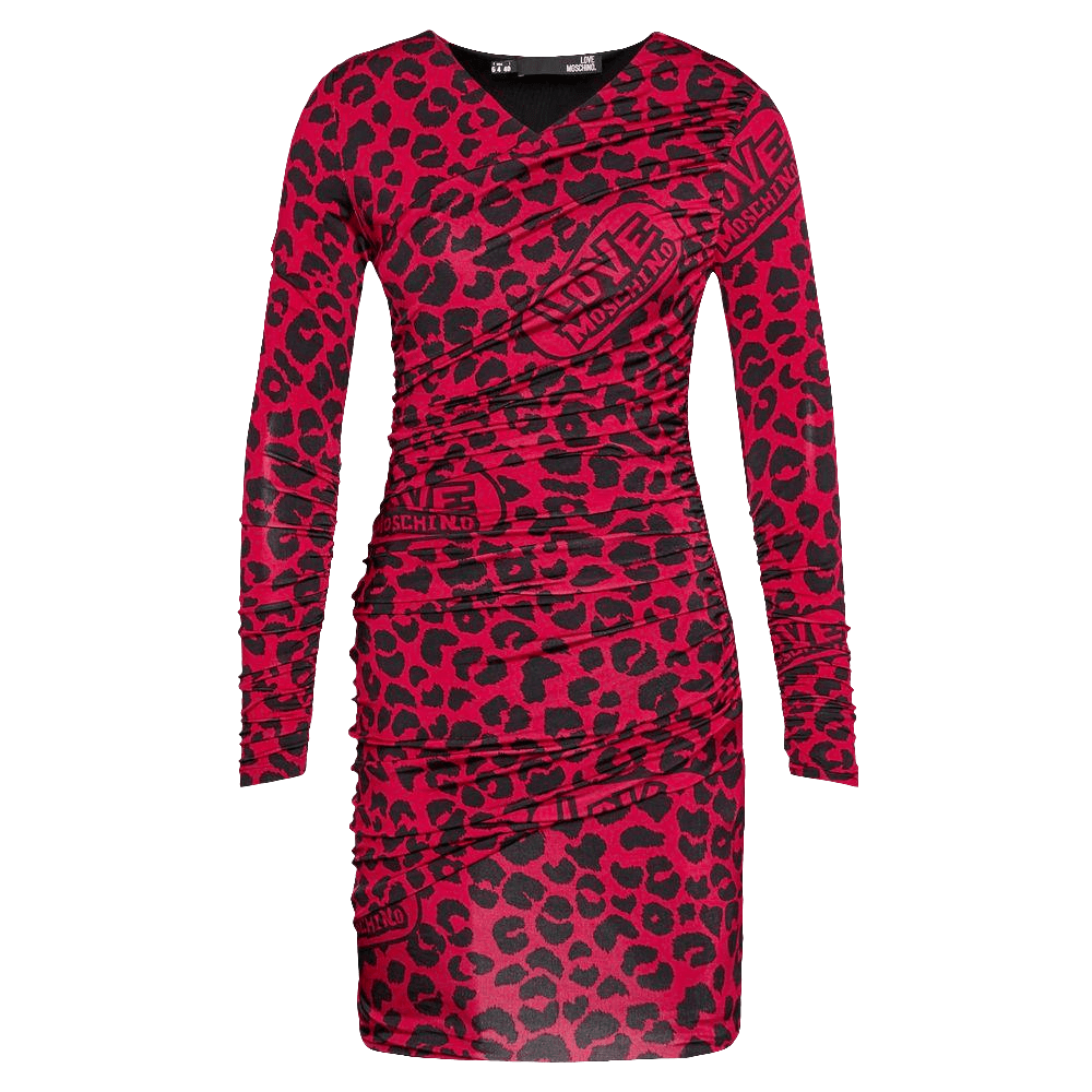 Love Moschino Chic Leopard Texture Dress in Pink and Black